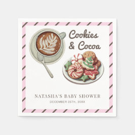 クッキーとココア暖かいパステルピンクの赤ちゃんシャワー スタンダードカクテルナプキン