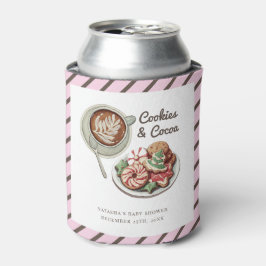 クッキーとココア暖かいパステルピンクの赤ちゃんシャワー 缶クーラー