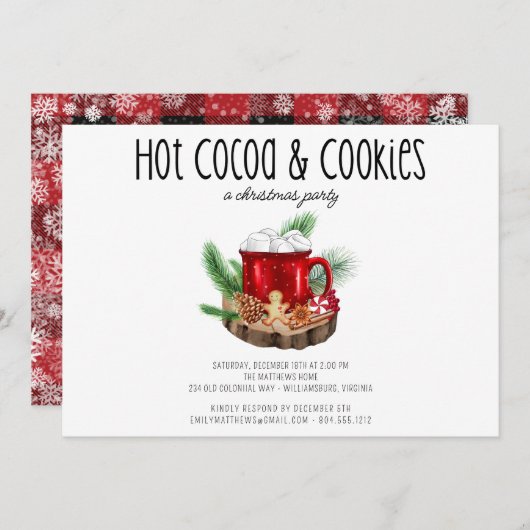 クッキーとココア素朴クリスマスパーティー 招待状 (正面/裏面)
