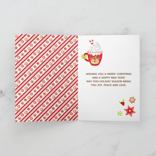クッキーとココア赤メリークリスマス シーズンカード (内部)
