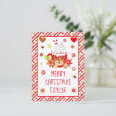 クッキーとココア赤メリークリスマス シーズンポストカード (スタンド正面)