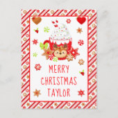 クッキーとココア赤メリークリスマス シーズンポストカード (正面)