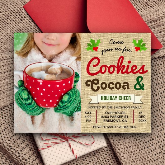 クッキーとココア | ホットチョコレート クリスマスパーティー 招待状