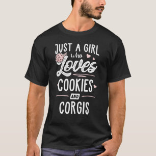 クッキーとコーギーが大好きな女の子 Tシャツ
