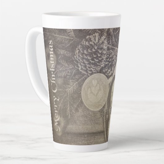 クッキーとコーヒーとヴィンテージクリスマスモチーフ カフェラテマグ (左アングル)