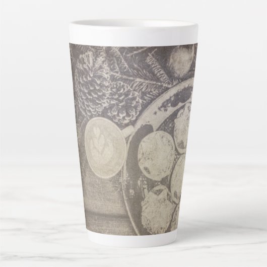 クッキーとコーヒーとヴィンテージクリスマスモチーフ カフェラテマグ (正面)