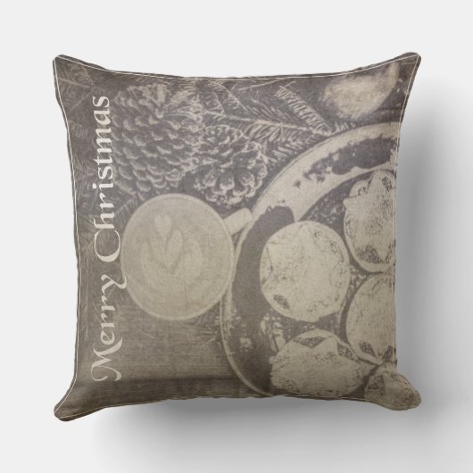クッキーとコーヒーとヴィンテージクリスマスモチーフ クッション (裏面)