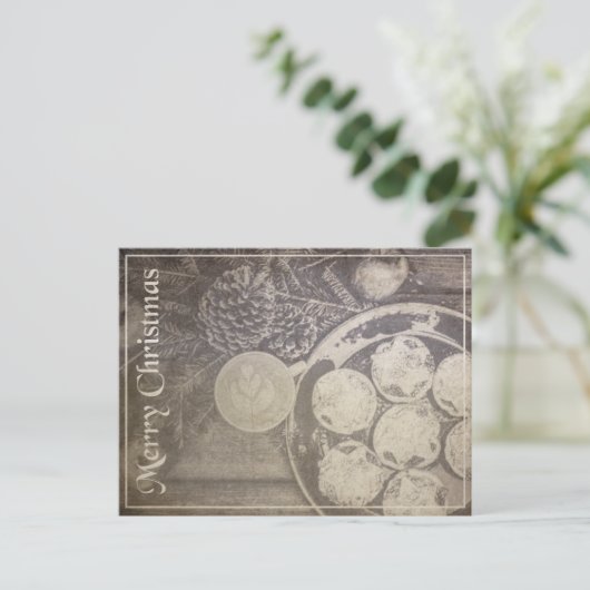 クッキーとコーヒーとヴィンテージクリスマスモチーフ シーズンポストカード (スタンド正面)