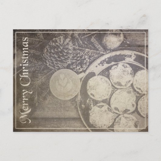 クッキーとコーヒーとヴィンテージクリスマスモチーフ シーズンポストカード (正面)