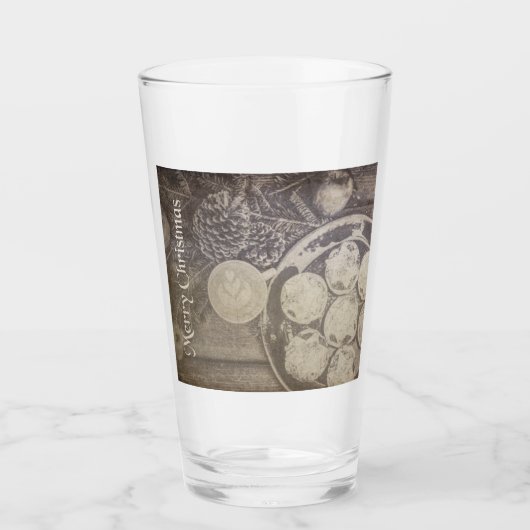 クッキーとコーヒーとヴィンテージクリスマスモチーフ タンブラーグラス (正面)