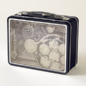 クッキーとコーヒーとヴィンテージクリスマスモチーフ メタルランチボックス (裏面)