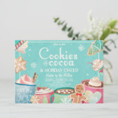クッキーとホットココアホリデークリスマスパーティー 招待状 (スタンド正面)