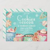 クッキーとホットココアホリデークリスマスパーティー 招待状 (正面/裏面)