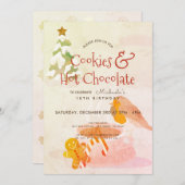 「クッキーとホットチョコレート」冬の誕生日パーティー招待状 シーズンカード (正面/裏面)