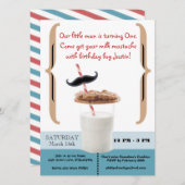 クッキーとミルクの口ひげ,ファースト誕生日ボーイ 招待状 (正面/裏面)