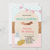 クッキーとミルクの誕生日の招待 招待状 (正面)