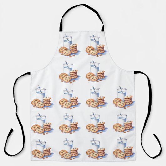 クッキーとミルククッキーのオールオーバープリントエプロン エプロン (正面)