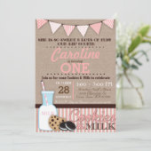 クッキーとミルク誕生日パーティーの招待 招待状 (スタンド正面)