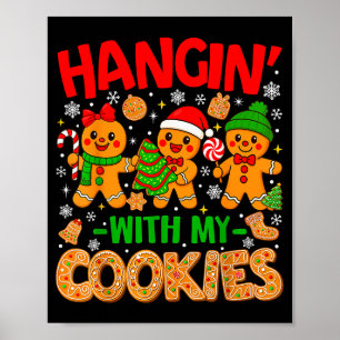 クッキーと一緒のジンジャーブレッド クリスマス メンズ W ポスター