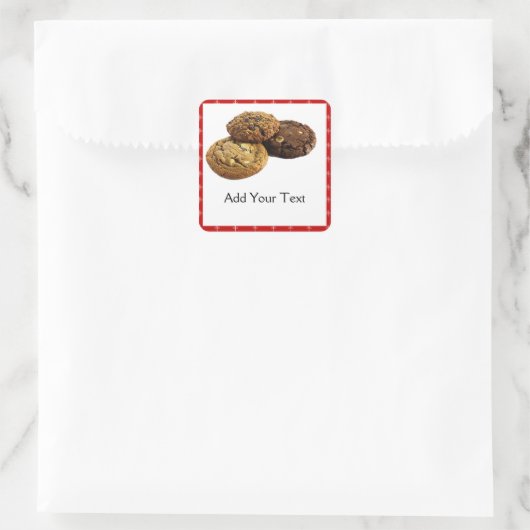 クッキーと他のおいしいデザートが赤に スクエアシール (バッグ)