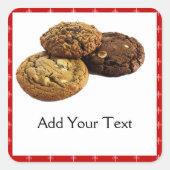 クッキーと他のおいしいデザートが赤に スクエアシール (正面)