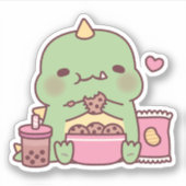 クッキーに乗ったかわいい恐竜 シール (正面)