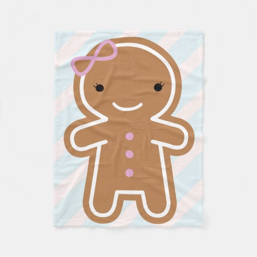 クッキーのかわいいジンジャーブレッドの女の子 フリースブランケット (正面)