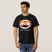 クッキーのカス拾い猫カートゥーン・ヒゲ・ユーモア Tシャツ (正面フル)