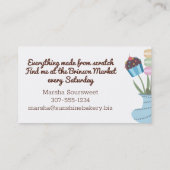 クッキーのカップケーキの花瓶ベーカリーベーキング 名刺 (裏面)