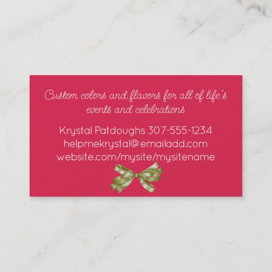 クッキーのカップケーキブーケベーキング名刺 名刺 (裏面)