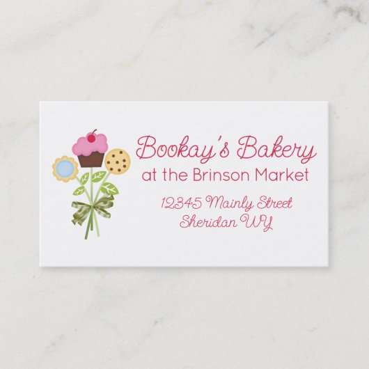 クッキーのカップケーキブーケベーキング名刺 名刺 (正面)