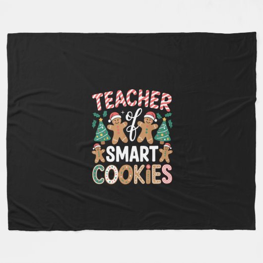 クッキーのクリスマス頭が切れる先生ジンジャーパン フリースブランケット (正面(横))