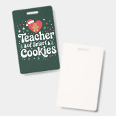 クッキーのクリスマス頭が切れる先生 バッジ (Front & Back)