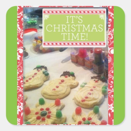 「クッキーのクリスマス」ステッカー スクエアシール (正面)
