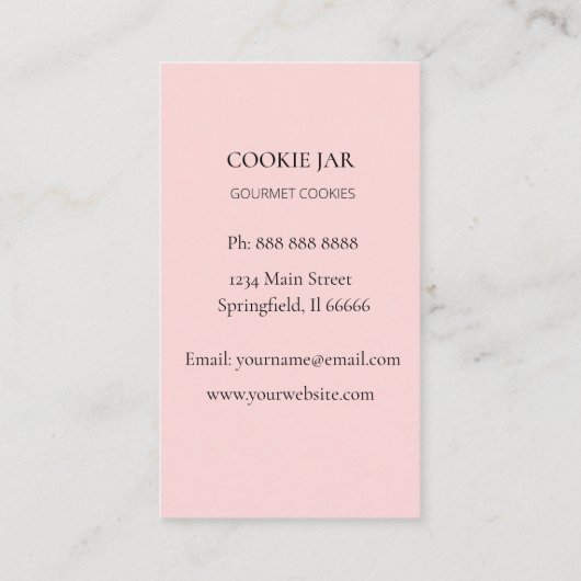 クッキーのベーカリー水の色ピンクの名刺 名刺 (裏面)