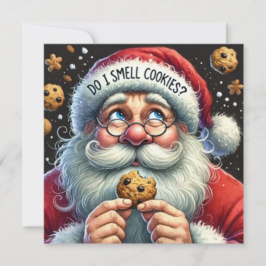 クッキーの匂いがするサンタ シーズンカード (正面)