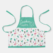 クッキーの味の熱帯葉的なピンクのフラミンゴの子供 エプロン (正面)