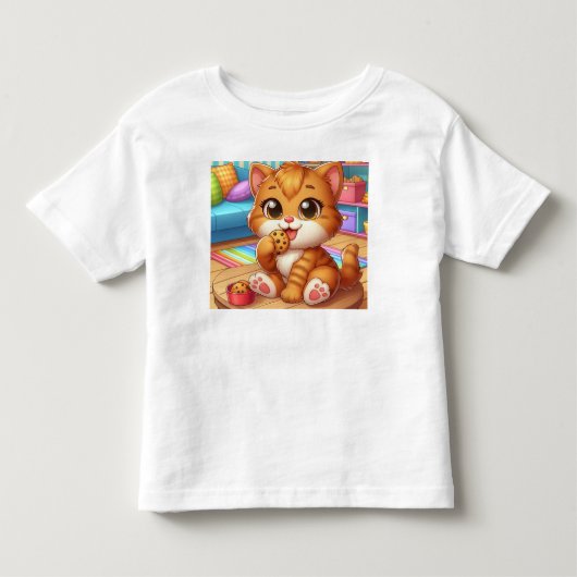 クッキーの幼児Tシャツを着た可愛い子猫 トドラーTシャツ (正面)