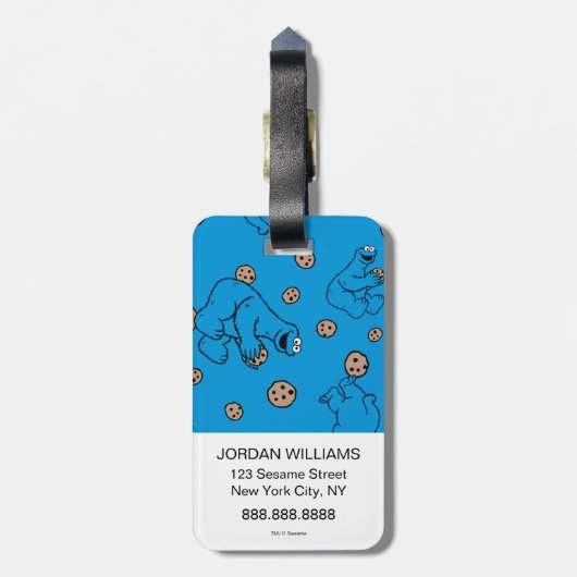 クッキーの怪物とクッキーの青いパターン ラゲッジタグ (裏面縦)