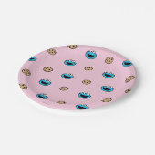 クッキーの怪獣とクッキーのピンクのパターン ペーパープレート (アングル)