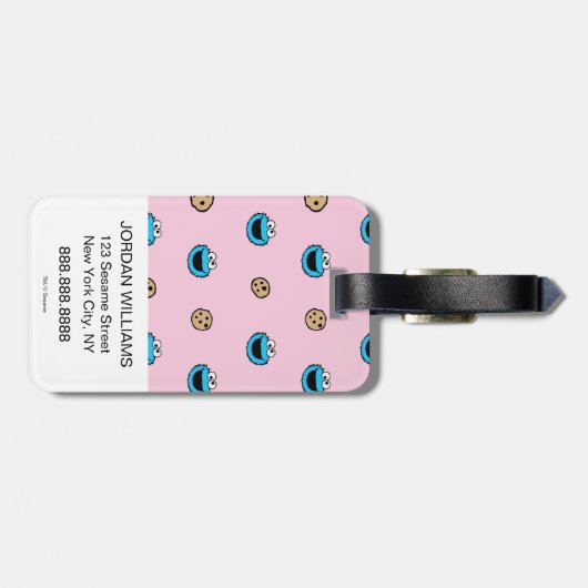 クッキーの怪獣とクッキーのピンクのパターン ラゲッジタグ (裏面横)