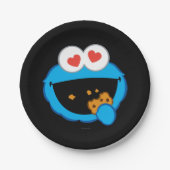 クッキーの笑顔顔とハートの目 ペーパープレート (正面)