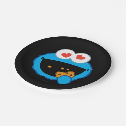 クッキーの笑顔顔とハートの目 ペーパープレート (アングル)