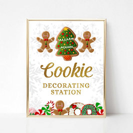 クッキーの飾ステーションクリスマスパーティーサイン ポスター