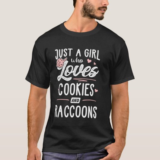 クッキーやアライグマの女性を愛しているだけの女の子 Tシャツ (正面)