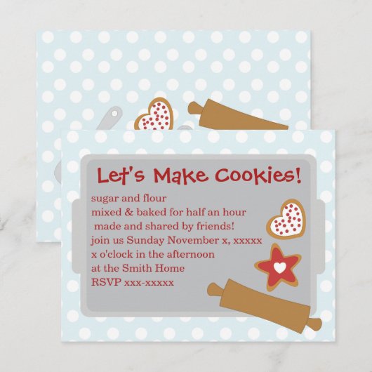 クッキーを作ろう 招待状 (正面/裏面)