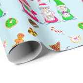 クッキーを使用した水色のクリスマス格言 ラッピングペーパー (ロールコーナー)