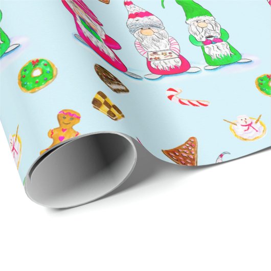 クッキーを使用した水色のクリスマス格言 ラッピングペーパー (ロールコーナー)