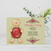 クッキーを持つと赤いBordのかわいいジンジャーブレッドマン 招待状 (スタンド正面)