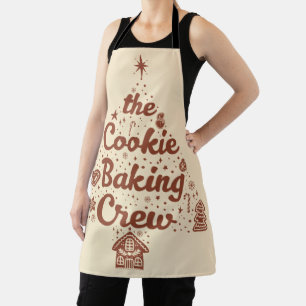 クッキーを焼く仲間たちのクリスマスツリーデザイン エプロン